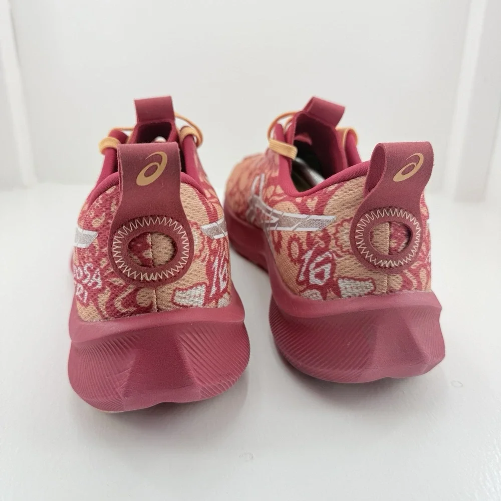 ASICS Noosa Tri 16 Mens 12 Red Orange Paisley Running Shoes Marathon Sneakers